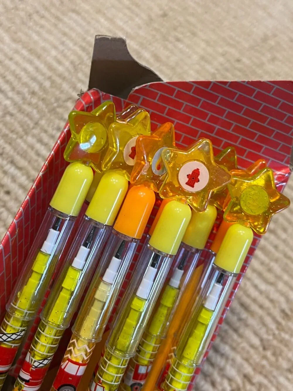 Pencils - Fire Truck Themed Pencils -Caps Erasers Kids School/Party Favors (NEW)